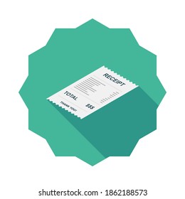 Papel de recibo, cheque de factura, factura, recibo de efectivo. Icono isométrico de la vista izquierda. recibo de tienda o factura