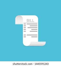 Receipt paper, bill, receipt, invoice. Vector illustration in flat style