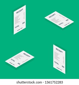 Receipt Paper, Isometric, Bill Check, Invoice, Cash Receipt, Payment Of Utility, Vector, Flat Icon