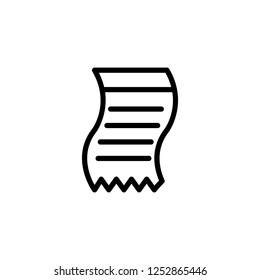 Receipt paper, vector icon illustration in line/outline style