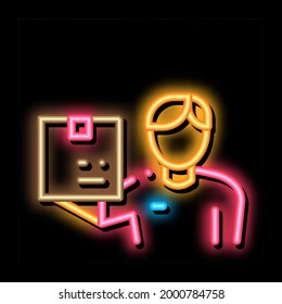 Receipt of Parcel neon light sign vector. Glowing bright icon Receipt of Parcel sign. transparent symbol illustration