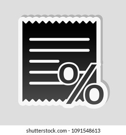 Receipt and percent. Sticker style with white border and simple shadow on gray background