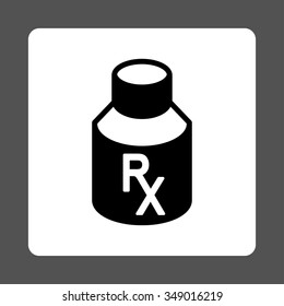 Receipt Phial vector icon. Style is flat rounded square button, black and white colors, gray background.
