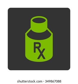 Receipt Phial vector icon. Style is flat rounded square button, eco green and gray colors, white background.