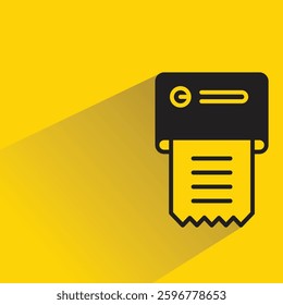 receipt and POS machine icon on shadow yellow background