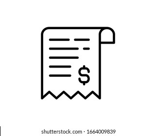 Receipt premium line icon. Simple high quality pictogram. Modern outline style icons. Stroke vector illustration on a white background. 