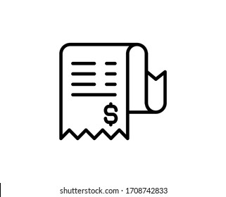 Receipt premium line icon. Simple high quality pictogram. Modern outline style icons. Stroke vector illustration on a white background. 