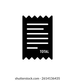 Receipt with Printed Lines and Total Financial Record Flat Black Icon
