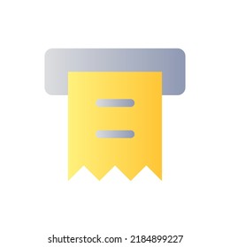 Receipt printer flat gradient color ui icon. Automated teller machine. Transaction record. Simple filled pictogram. GUI, UX design for mobile application. Vector isolated RGB illustration
