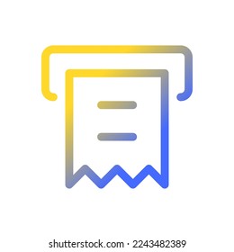 Receipt printer pixel perfect gradient linear ui icon. Automated teller machine. Financial operation. Line color user interface symbol. Modern style pictogram. Vector isolated outline illustration