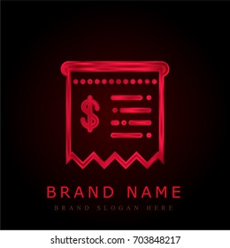 Receipt red chromium metallic logo