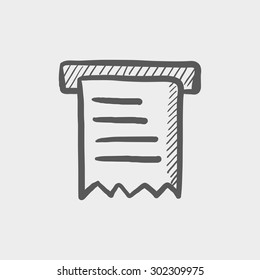 Recepción con un icono de esbozo de rodillos para web y móvil. Icono de gris oscuro vector dibujado a mano sobre fondo gris claro.