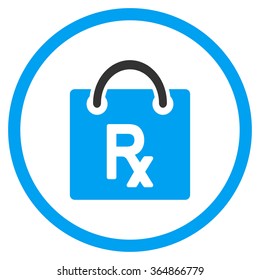 Receipt Shopping vector icon. Style is bicolor flat circled symbol, blue and gray colors, rounded angles, white background.