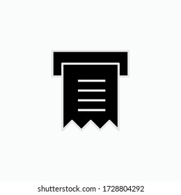 Receipt Slip Print Out Icon - Vector. Presented in Glyph Style.
