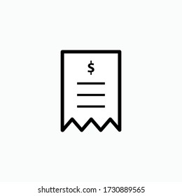 Receipt Slip Print Out Icon - Vector. Presented in Line Art Style.