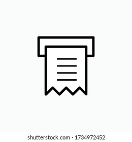 Receipt Slip Print Out Icon - Vector. Presented in Line Art Style.