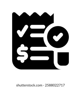 receipt solid icon. vector icon for your website, mobile, presentation, and logo design.