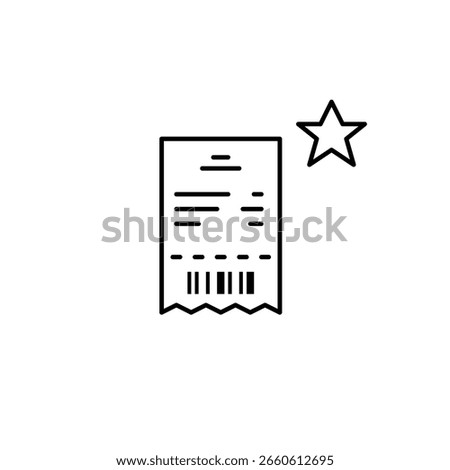 Receipt and star. Favorite shopping items, premium shopping and groceries store. Pixel perfect, editable stroke vector icon