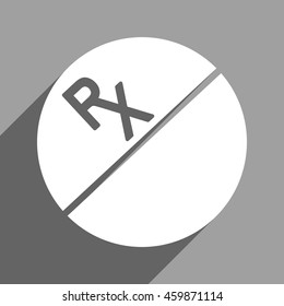 Receipt Tablet long shadow vector icon. Style is a flat receipt tablet white iconic symbol on a gray square background.