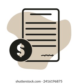 Receipt or tax form template. Payment process symbol. Vector illustration. EPS 10.