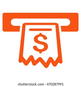 Receipt Terminal icon. Vector style is flat iconic symbol with rounded angles, orange color, white background.