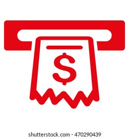 Receipt Terminal icon. Vector style is flat iconic symbol with rounded angles, red color, white background.