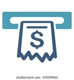 Receipt Terminal icon. Vector style is bicolor flat iconic symbol with rounded angles, cyan and blue colors, white background.