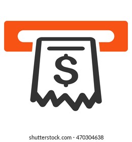 Receipt Terminal icon. Vector style is bicolor flat iconic symbol with rounded angles, orange and gray colors, white background.