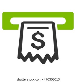 Receipt Terminal icon. Vector style is bicolor flat iconic symbol with rounded angles, eco green and gray colors, white background.