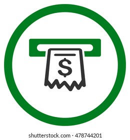 Receipt Terminal rounded icon. Vector illustration style is flat iconic bicolor symbol, green and gray colors, white background.