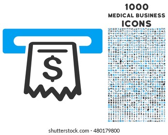 Receipt Terminal vector bicolor icon with 1000 medical business icons. Set style is flat pictograms, blue and gray colors, white background.