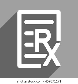 Receipt Text long shadow vector icon. Style is a flat receipt text white iconic symbol on a gray square background.