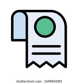 receipt vector flat color icon 