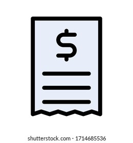 receipt vector flat color icon 