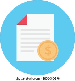 receipt vector flat color line icon