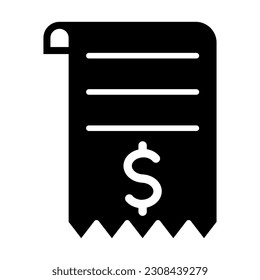 Receipt Vector Glyph Icon For Personal And Commercial Use.
