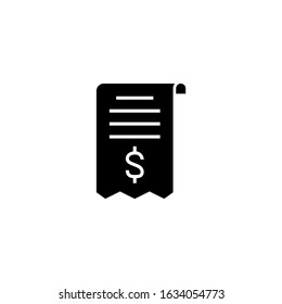 Receipt vector icon in black flat shape design isolated on white background 