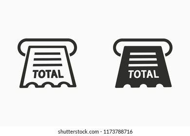 Receipt vector icon. Black illustration isolated on white. Simple pictogram for graphic and web design.