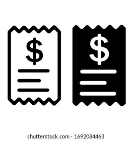 Receipt vector icon. Designed for web and software interfaces.