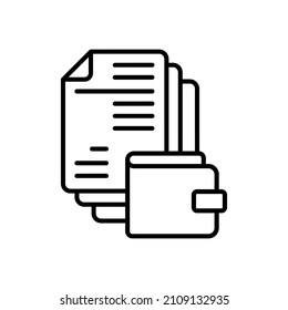 Icono de vector de recepción. colección de signos de ilustración de informe financiero. símbolo de factura. logotipo de comprobación de reclamaciones.