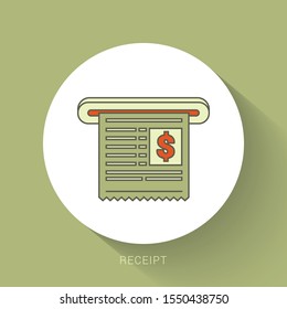 Receipt vector icon in a flat style isolated