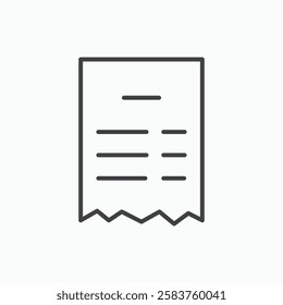 Receipt vector icon isolated in black line