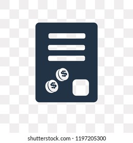 Receipt vector icon isolated on transparent background, Receipt transparency concept can be used web and mobile