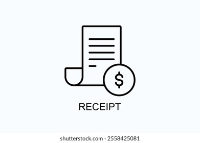 Receipt Vector, Icon Or Logo Sign Symbol Illustration