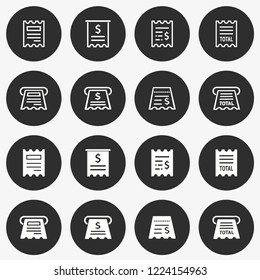 Receipt vector icon. Set of finance, business, money, buy and more. Round button.