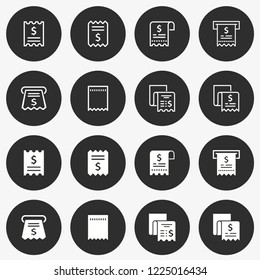 Receipt vector icon. Set of finance, business, money, buy and more. Round button.