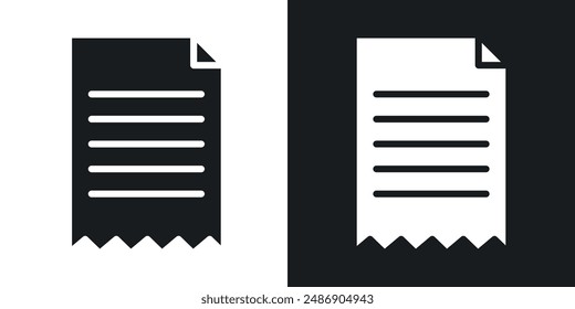 Receipt vector icon set in solid black and white color