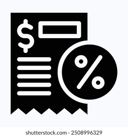 Icono de Vector de Comprobante, Comprobante de compras, Icono de pago de facturas. Icono aislado del Vector de la silueta. 