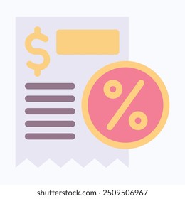 Receipt Vector Icon, Shopping Receipt, Bill Payment Icon. Flat Style Isolated Vector Icon.