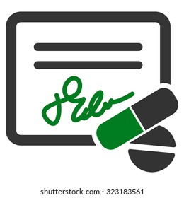 Receipt vector icon. Style is bicolor flat symbol, green and gray colors, rounded angles, white background.